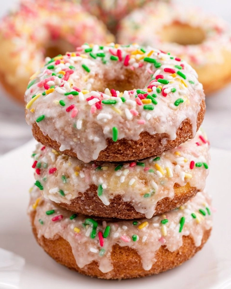 Air Fryer Christmas Donuts with Frosting and Sprinkles