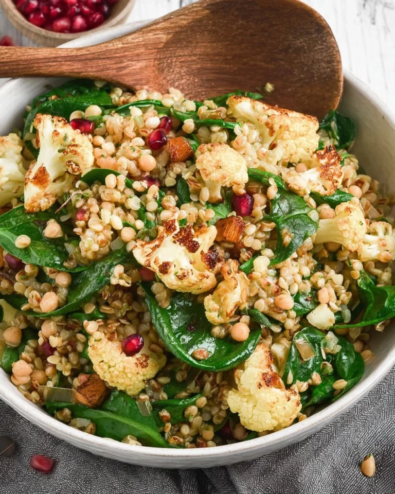 Winter-Roasted-Cauliflower-Salad-with-Grains-and-Spinach