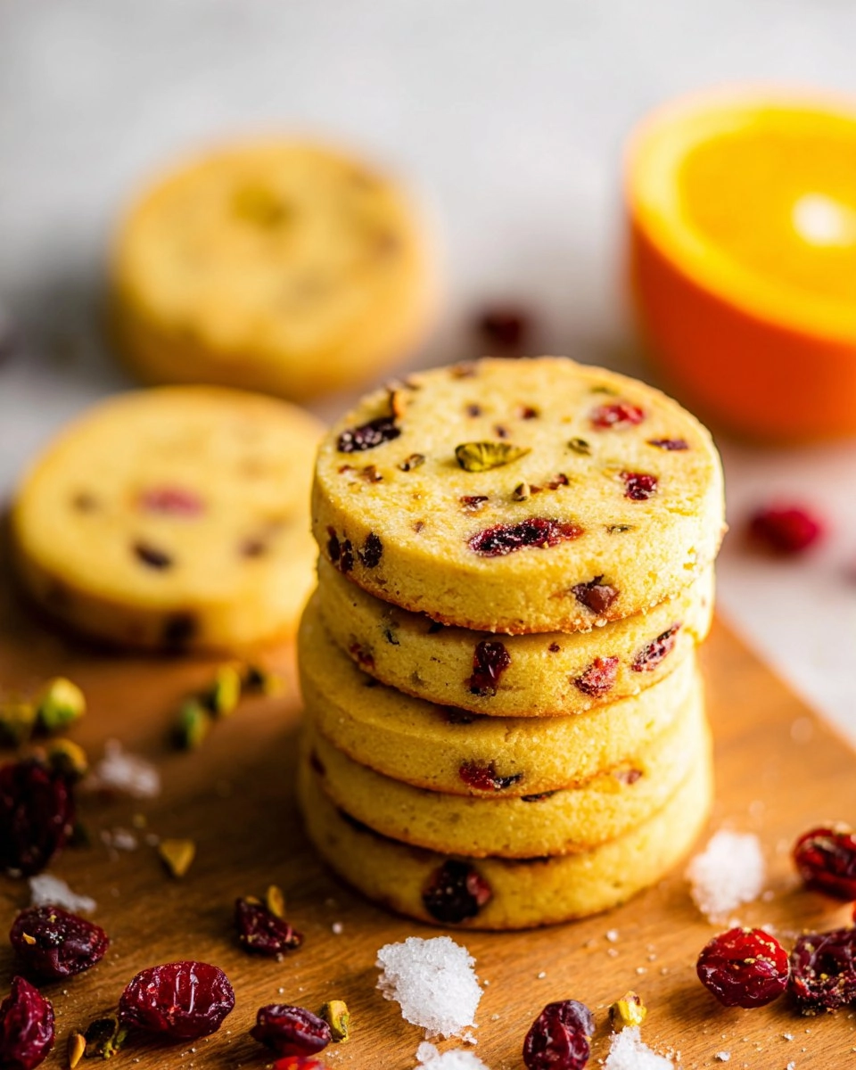 Cranberry Orange Shortbread Cookies with Pistachios