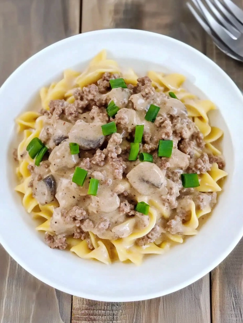 Slow Cooker Ground Beef Stroganoff