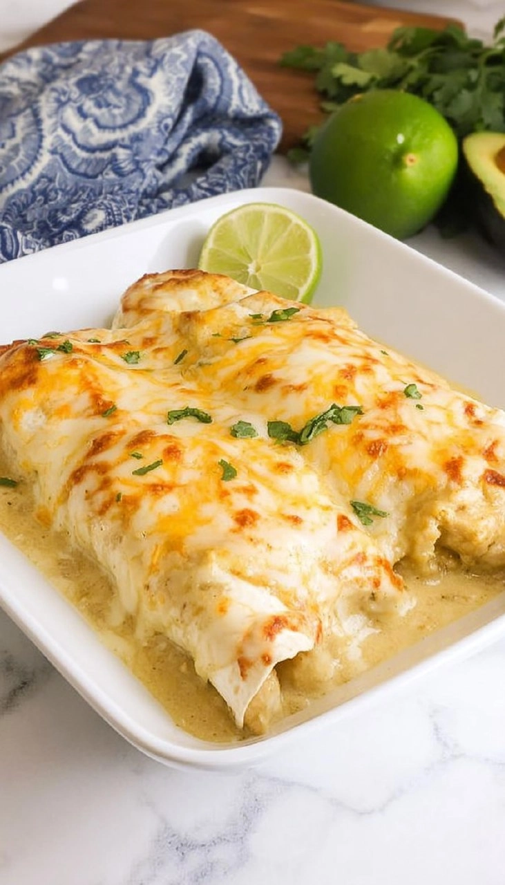 Cheesy Chicken Enchiladas with White Sauce