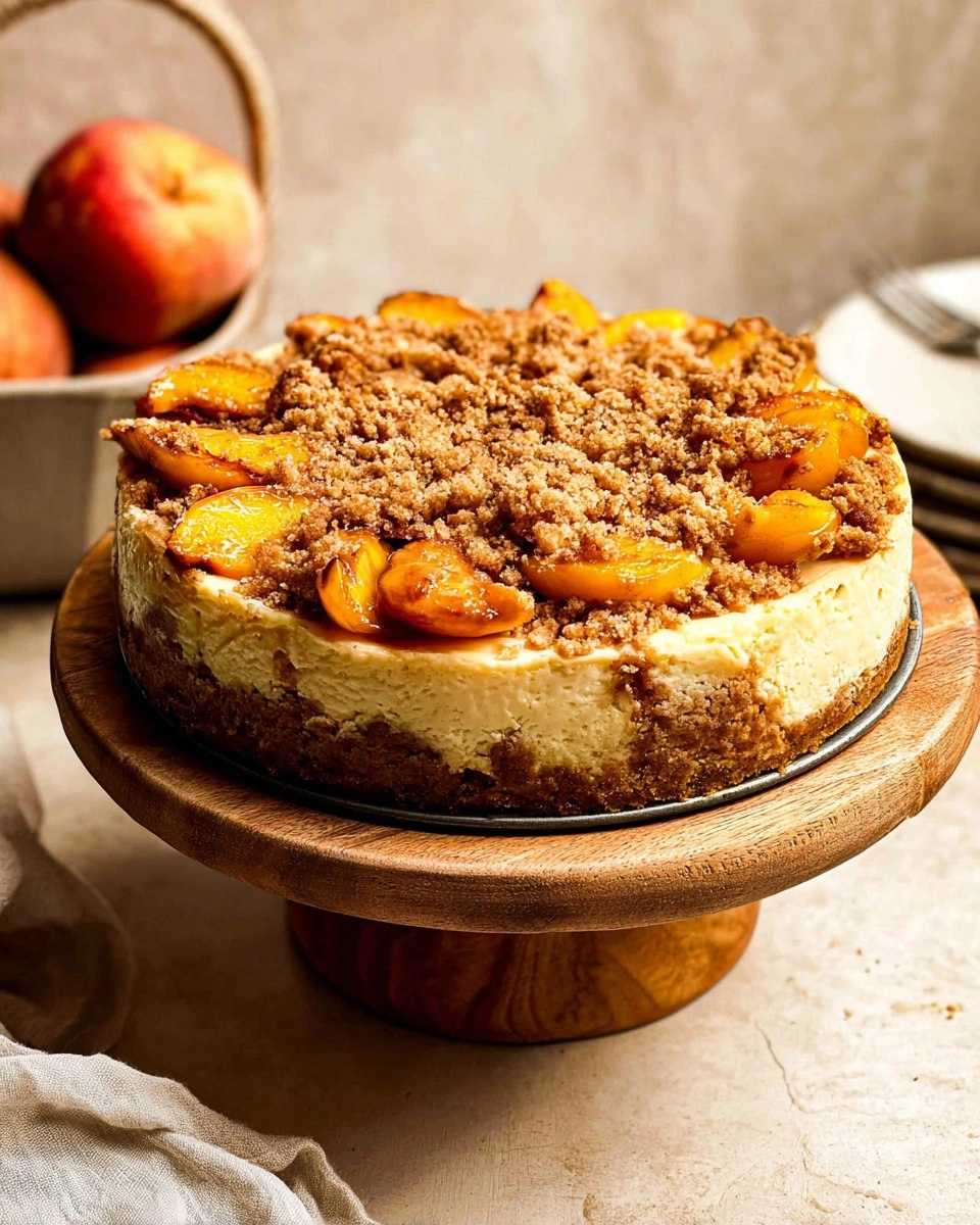 Peach Cobbler Cheesecake With Streusel Topping