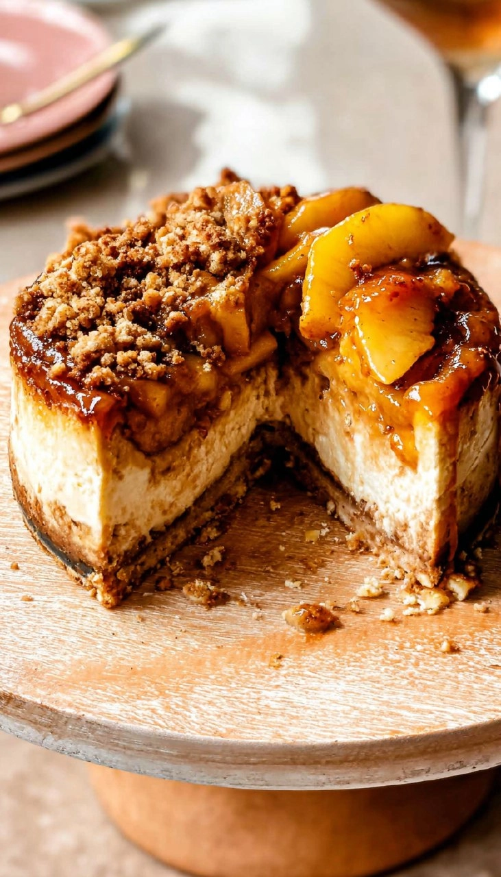 Peach Cobbler Cheesecake With Streusel Topping