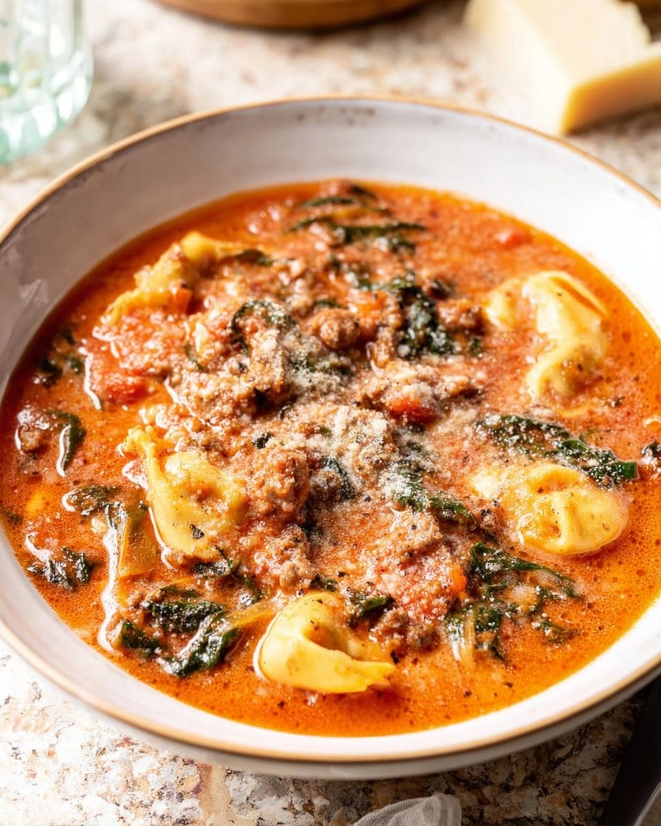 Sausage Tortellini Soup with Spinach