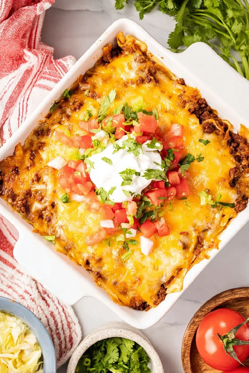 Mexican Taco Lasagna with Tortillas & Beef 79 Mexican Taco Lasagna with Tortillas & Beef